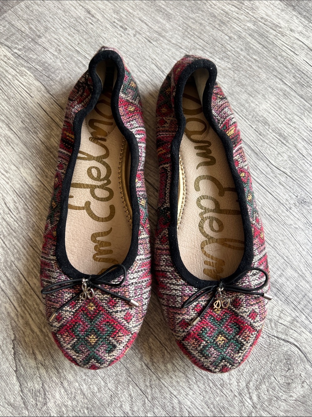 Sam Edelman Felicia Ballet Flats Aztec Tapestry Multi Color Fabric Bow Women 8